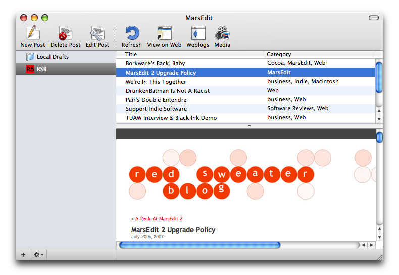 Post removed. Drafts Mac. Weblogs. The Editor Mar. Text Editor on Mac